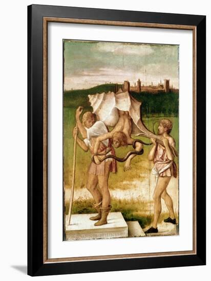 Allegory of Medisance or Envy A Character of a Giant Shell, a Serpent Wraps around His Arm, Wood Pa-Giovanni Bellini-Framed Giclee Print