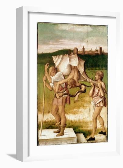 Allegory of Medisance or Envy A Character of a Giant Shell, a Serpent Wraps around His Arm, Wood Pa-Giovanni Bellini-Framed Giclee Print
