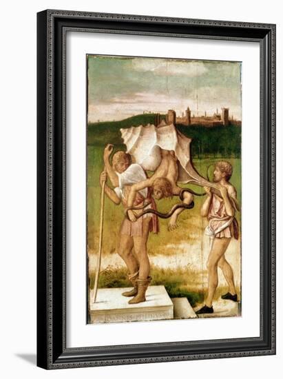 Allegory of Medisance or Envy A Character of a Giant Shell, a Serpent Wraps around His Arm, Wood Pa-Giovanni Bellini-Framed Giclee Print