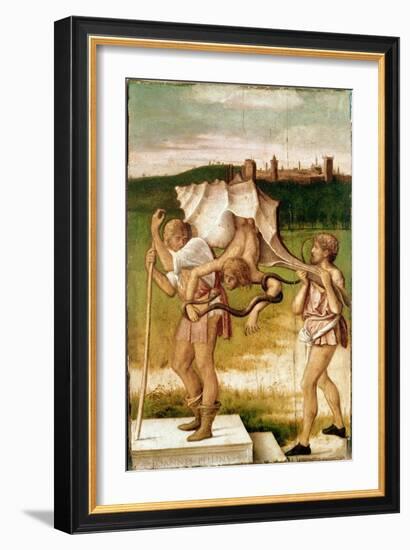 Allegory of Medisance or Envy A Character of a Giant Shell, a Serpent Wraps around His Arm, Wood Pa-Giovanni Bellini-Framed Giclee Print