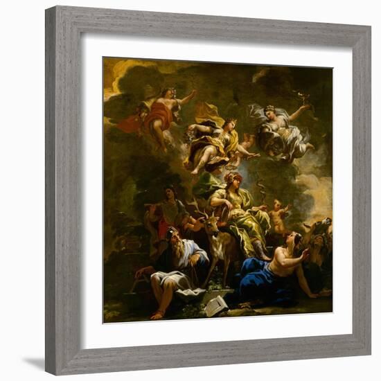 Allegory of Prudence, C.1682 (Oil on Canvas)-Luca Giordano-Framed Giclee Print