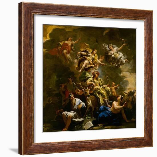 Allegory of Prudence, C.1682 (Oil on Canvas)-Luca Giordano-Framed Giclee Print