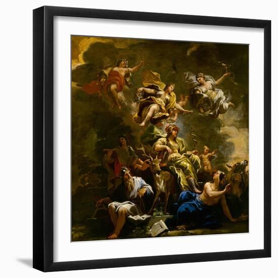 Allegory of Prudence, C.1682 (Oil on Canvas)-Luca Giordano-Framed Giclee Print