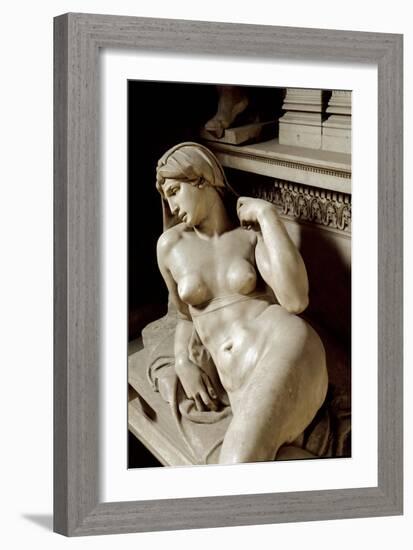 Allegory of the Aurora. Tomb of Laurent II of Medicis. Marble Sculpture 1531-Michelangelo Buonarroti-Framed Giclee Print