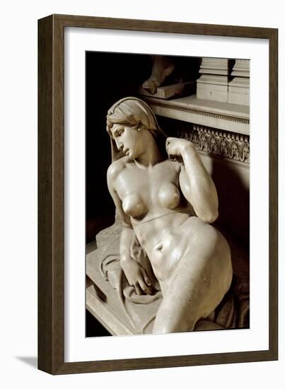 Allegory of the Aurora. Tomb of Laurent II of Medicis. Marble Sculpture 1531-Michelangelo Buonarroti-Framed Giclee Print