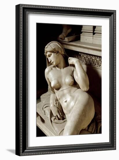 Allegory of the Aurora. Tomb of Laurent II of Medicis. Marble Sculpture 1531-Michelangelo Buonarroti-Framed Giclee Print