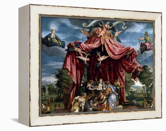 Allegory of the Birth of the Infante Fernando, Son of Felipe II, Ca. 1575-Michele Parrasio-Framed Premier Image Canvas