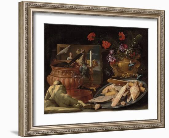 Allegory of the Five Senses-Giuseppe Recco-Framed Giclee Print