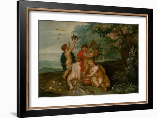 Allegory of the Four Elements, C.1610 (Oil on Wood)-Jan the Elder Brueghel-Framed Giclee Print