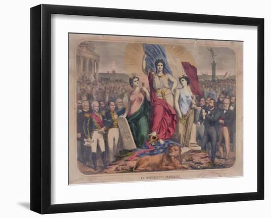 Allegory of the French Republic Depicting Adolphe Thiers, Leon Gambetta and Victor Hugo-null-Framed Giclee Print