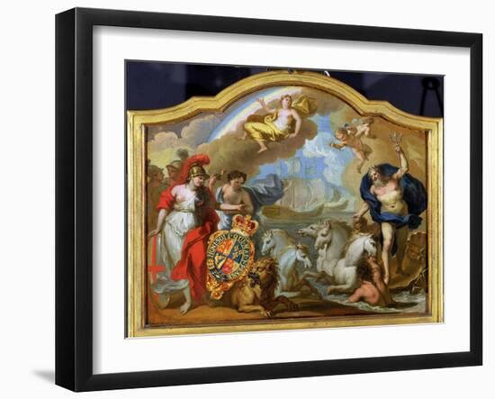Allegory of the Power of Great Britain by Sea, Design for a Decorative Panel-Sir James Thornhill-Framed Giclee Print