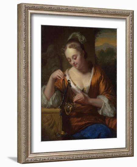 Allegory of Virtue and Riches, Ca. 1665-1667-Godfried Cornelisz Schalcken-Framed Giclee Print