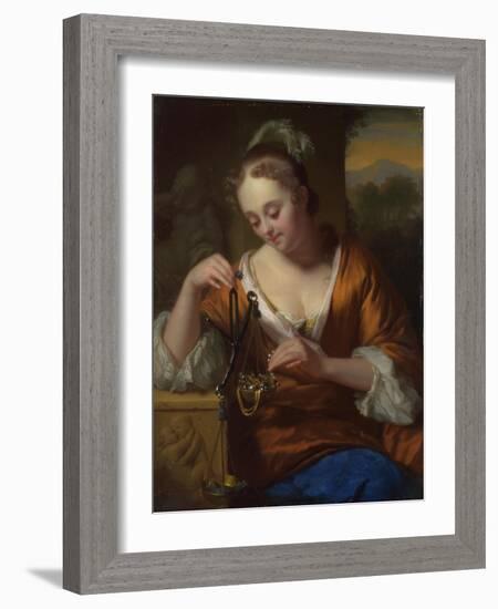 Allegory of Virtue and Riches, Ca. 1665-1667-Godfried Cornelisz Schalcken-Framed Giclee Print