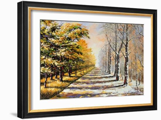 Allegory on Theme Winter-Autumn-balaikin2009-Framed Art Print