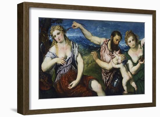 Allegory with Mars, Venus, Flora and Cupid, Ca 1560-Paris Bordone-Framed Giclee Print