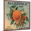 Allendale Brand - Charter Oak, California - Citrus Crate Label-Lantern Press-Mounted Art Print