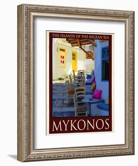 Alleyway in Mykonos Greece 3-Anna Siena-Framed Giclee Print