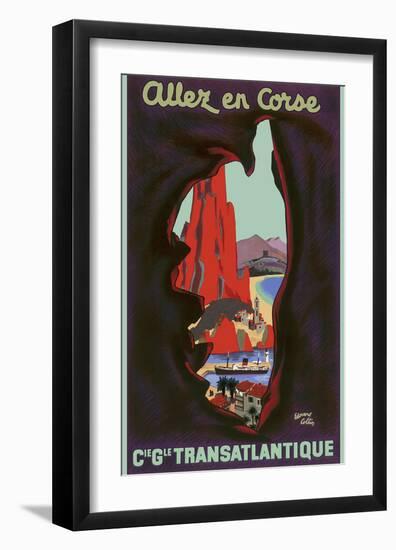 Allez en Corse (Go to Corsica) - Compagnie Générale Transatlantique (French Line)-Edouard Collin-Framed Art Print