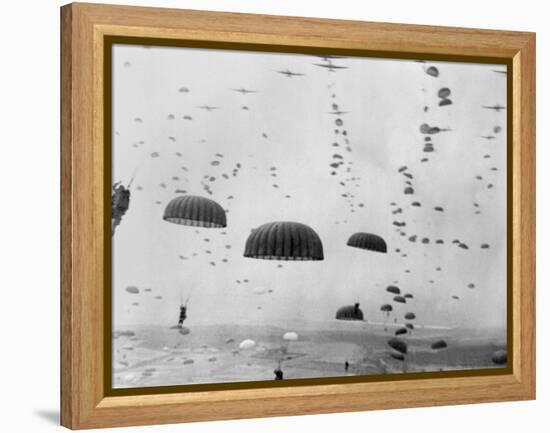 Allied Aircraft Drop Paratroopers into German Held Netherlands-null-Framed Stretched Canvas