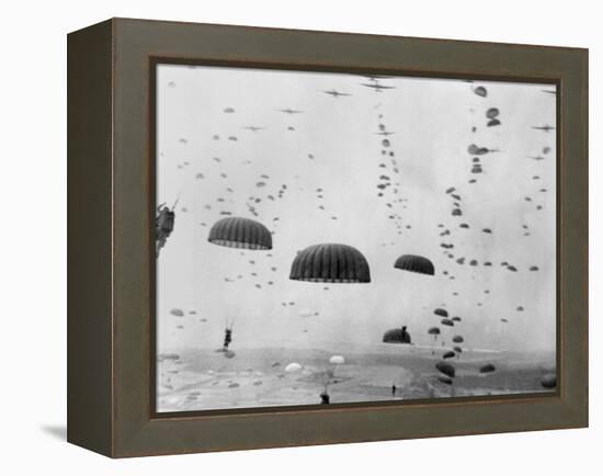 Allied Aircraft Drop Paratroopers into German Held Netherlands-null-Framed Stretched Canvas