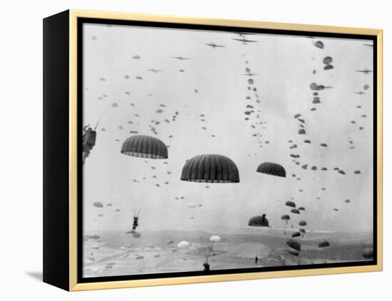 Allied Aircraft Drop Paratroopers into German Held Netherlands-null-Framed Stretched Canvas