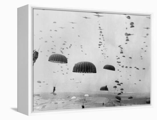 Allied Aircraft Drop Paratroopers into German Held Netherlands-null-Framed Stretched Canvas