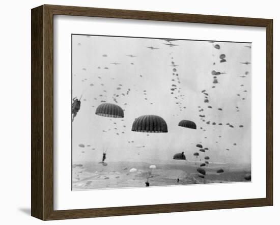 Allied Aircraft Drop Paratroopers into German Held Netherlands-null-Framed Photo