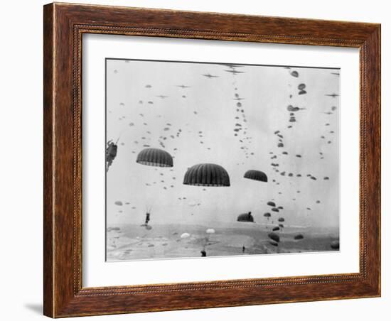 Allied Aircraft Drop Paratroopers into German Held Netherlands-null-Framed Photo