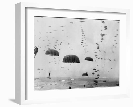 Allied Aircraft Drop Paratroopers into German Held Netherlands-null-Framed Photo