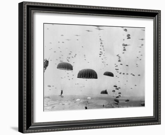 Allied Aircraft Drop Paratroopers into German Held Netherlands-null-Framed Photo