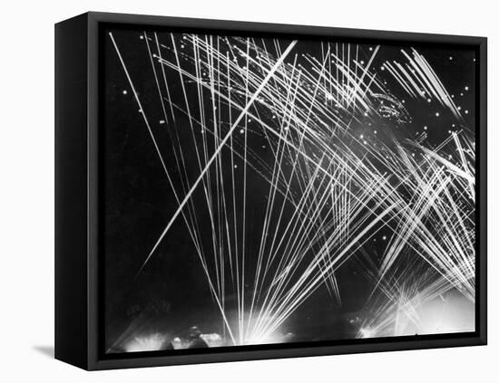 Allied Anti Aircraft Fire Streaking Through the Night During a German Air Attack-null-Framed Premier Image Canvas