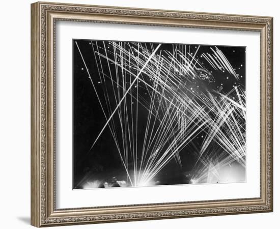 Allied Anti Aircraft Fire Streaking Through the Night During a German Air Attack-null-Framed Photographic Print