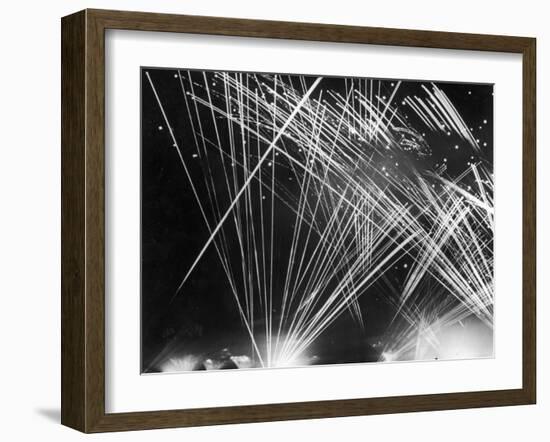 Allied Anti Aircraft Fire Streaking Through the Night During a German Air Attack-null-Framed Photographic Print