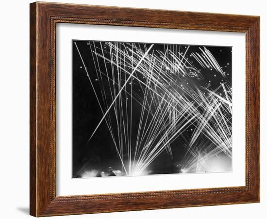 Allied Anti Aircraft Fire Streaking Through the Night During a German Air Attack-null-Framed Photographic Print
