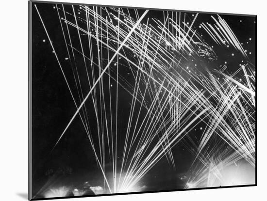 Allied Anti Aircraft Fire Streaking Through the Night During a German Air Attack-null-Mounted Photographic Print