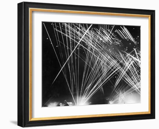 Allied Anti Aircraft Fire Streaking Through the Night During a German Air Attack-null-Framed Photographic Print