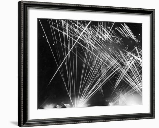 Allied Anti Aircraft Fire Streaking Through the Night During a German Air Attack-null-Framed Photographic Print