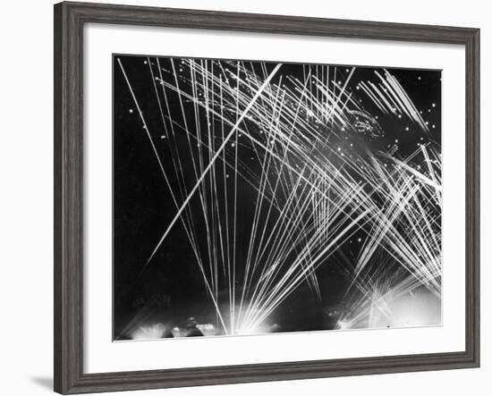 Allied Anti Aircraft Fire Streaking Through the Night During a German Air Attack-null-Framed Photographic Print