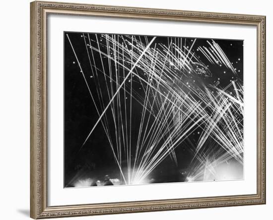 Allied Anti Aircraft Fire Streaking Through the Night During a German Air Attack-null-Framed Photographic Print