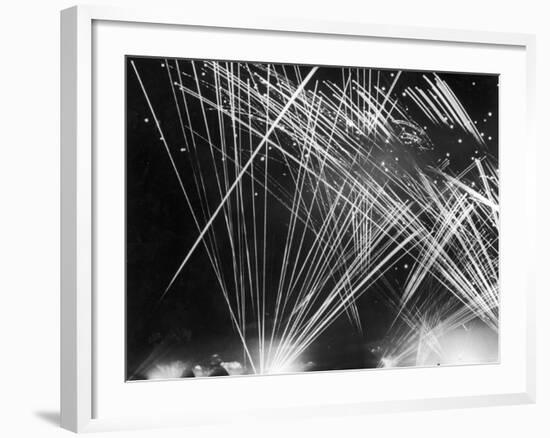 Allied Anti Aircraft Fire Streaking Through the Night During a German Air Attack-null-Framed Photographic Print