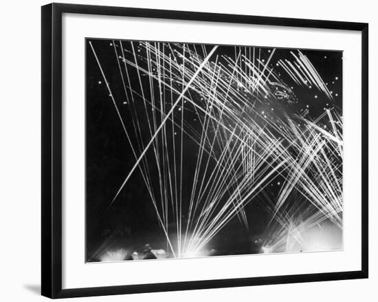 Allied Anti Aircraft Fire Streaking Through the Night During a German Air Attack-null-Framed Photographic Print