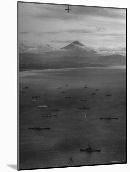 Allied Fleet Entering the Tokyo Bay with Mount Fuji in the Background-George Silk-Mounted Photographic Print