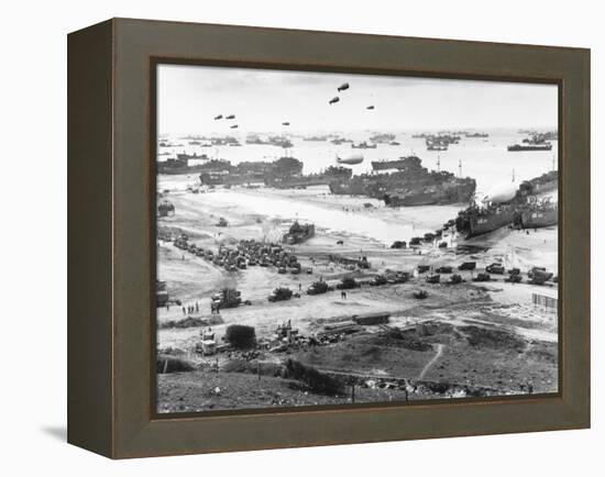 Allied Forces at a Beach in Normandy-null-Framed Premier Image Canvas