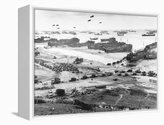 Allied Forces at a Beach in Normandy-null-Framed Premier Image Canvas