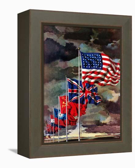 "Allied Forces Flags," July 3, 1943-John Atherton-Framed Premier Image Canvas