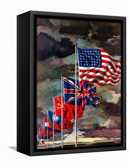 "Allied Forces Flags," July 3, 1943-John Atherton-Framed Premier Image Canvas