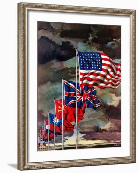 "Allied Forces Flags," July 3, 1943-John Atherton-Framed Giclee Print