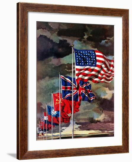 "Allied Forces Flags," July 3, 1943-John Atherton-Framed Giclee Print