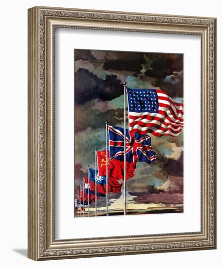 "Allied Forces Flags," July 3, 1943-John Atherton-Framed Giclee Print