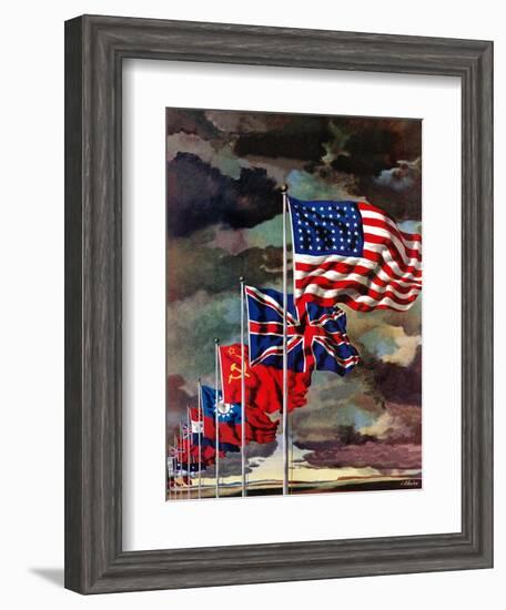 "Allied Forces Flags," July 3, 1943-John Atherton-Framed Giclee Print